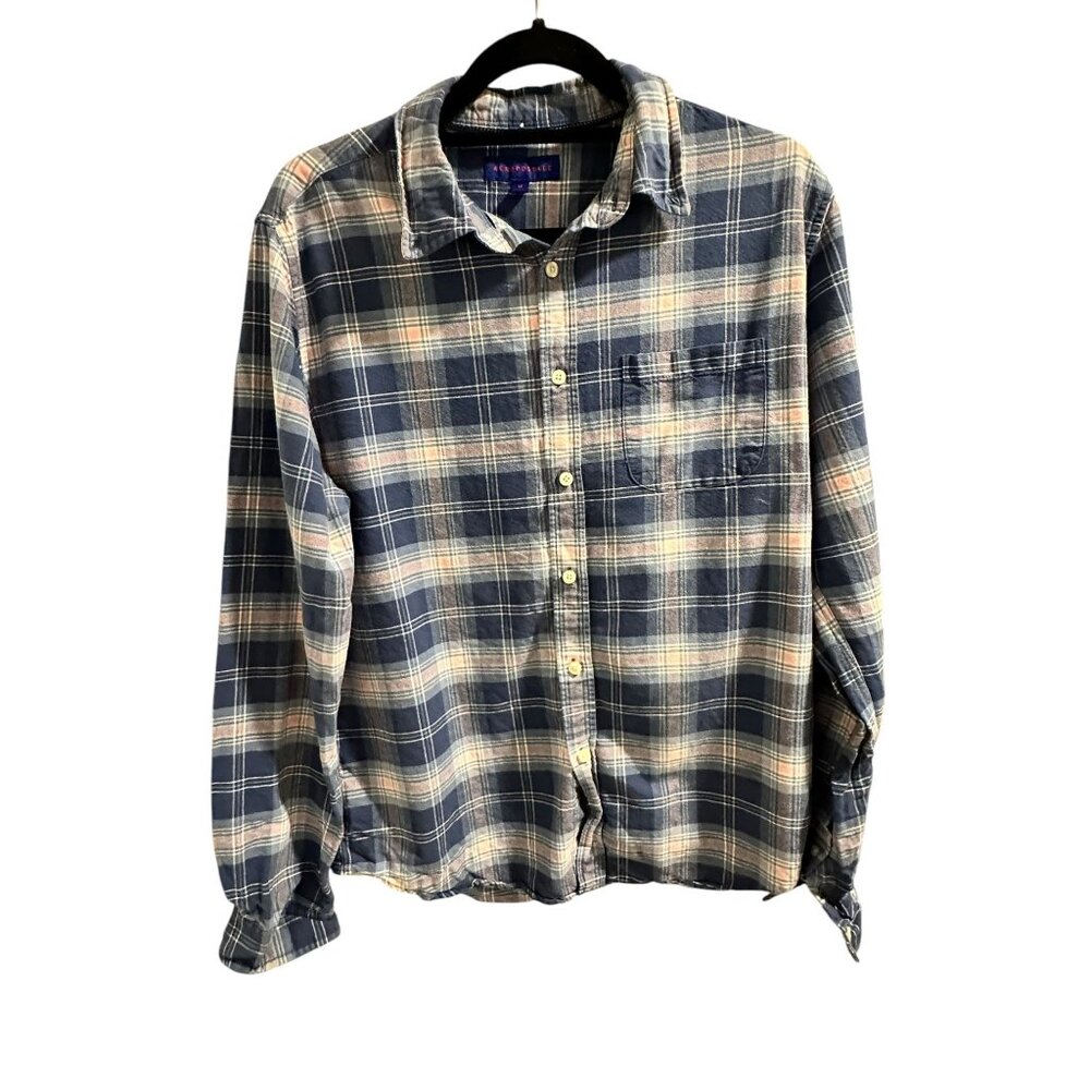 🍒 2/$20 🍒 Aeropostale Mens Blue Plaid Button-Up Shirt Size M